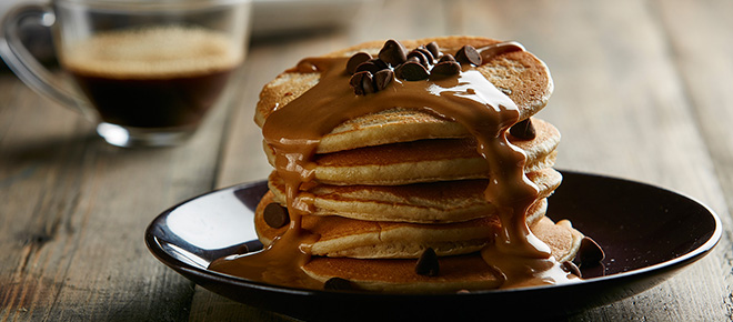 Mini Peanut Butter Pancakes with Syrup